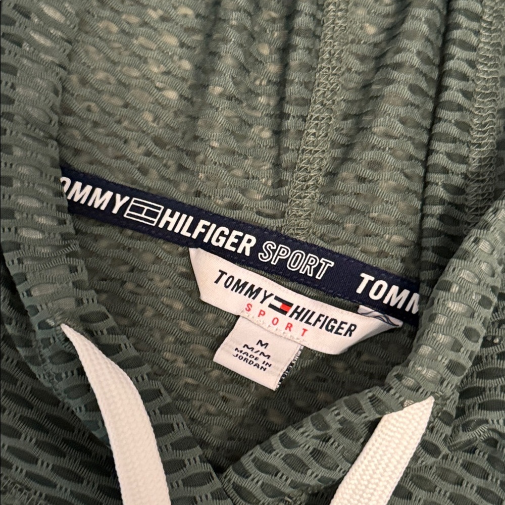 Tommy Hilfiger Sport Mesh Hoodie Sage Green – Size M - Picture 3 of 5
